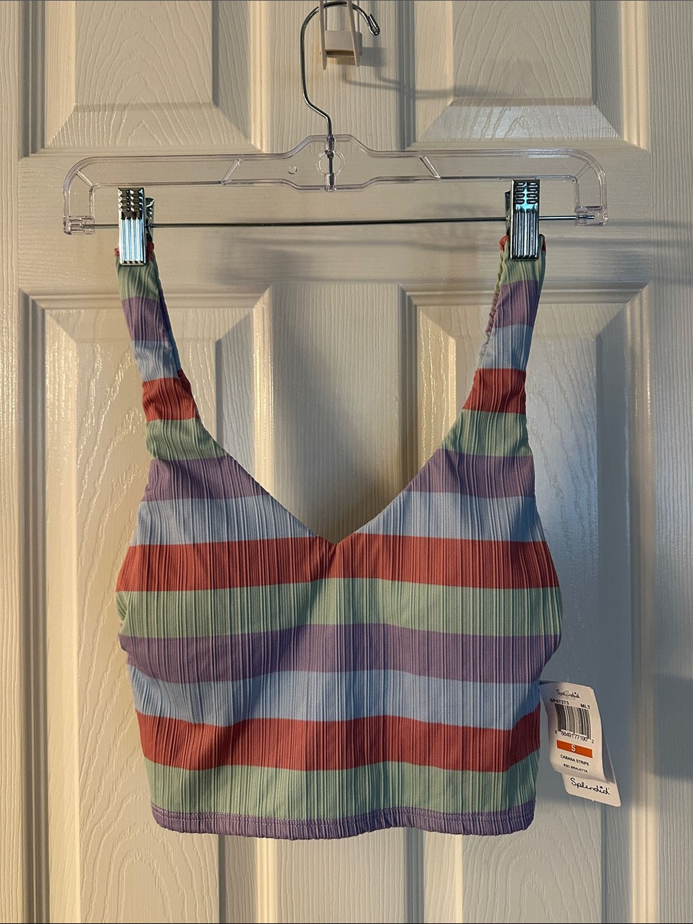 Splendid Striped Bikini Top in Rose, Green & Purple